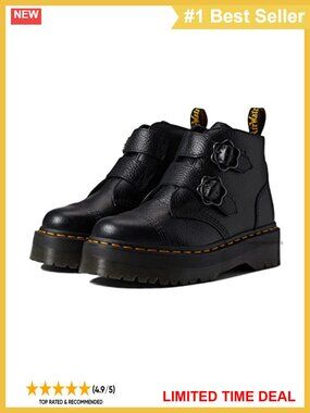 Dr. Martens Devon Flower Leather Platform Ankle Boots